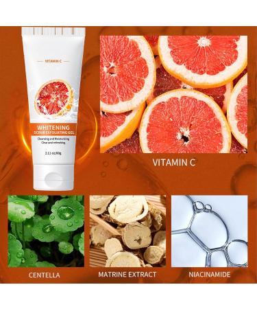 Orange Exfoliating Whitening Gel Vitamin C Face Exfoliator Scrub Whitening Scrub Exfoliating Gel Deep Cleansing Exfoliating Face Wash Exfoliating Face Scrub For Men & Women Face Body Skin - 60g - Buy Online on GoSupps.com