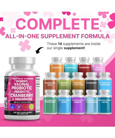 Clean Nutraceuticals Vaginal Probiotics for Women with Cranberry D-Mannose Prebiotics pH Balance Support Feminine Health Urinary Tract Cleanse Capsule Alternative to Gummies 60 Count 1 - Buy Online on GoSupps.com