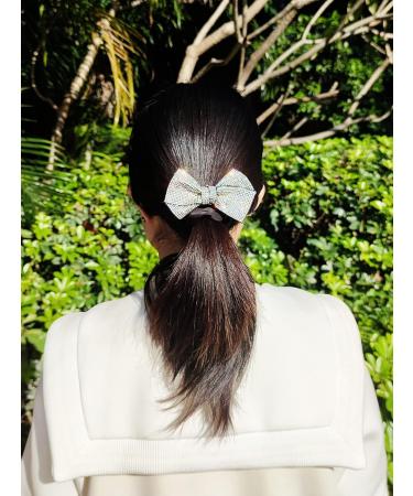 LaMignonne Bow Hair Scrunchie with Rhinestone Bling | Elastic Hair Band for Women and Girls - Hair Accessories - Buy Online on GoSupps.com