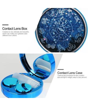 Exceart Quicksand Color Contact Lenses Case Kit - Fashionable Storage Box with Tweezers & Cleaner - Blue Vision Organizer for Lenses Care - Buy Online on GoSupps.com