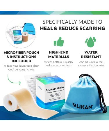 Silikan Silicone Scar Tape - Skin Color Roll 1.6 X 60, Medical Grade for Surgery Scars, Soft Thin Silicone Adhesive for Scar Recovery - 4 Months Supply - Buy Online on GoSupps.com