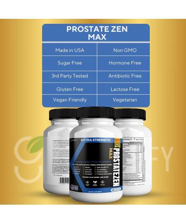 ProstateZen Max | Extra Strength Natural Herbal Prostate Support | 60 Veggie Capsules | Saw Palmetto Pygeum Nettle Reishi Maitake | Gluten-Free Vegan (1) - Buy Online on GoSupps.com