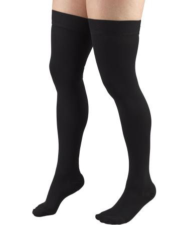 Truform Thigh High Compression Stockings 30-40 mmHg for Men & Women - Dot-Top Closed Toe - Black Medium (2 Pairs) - International Shipping Available - Buy Online on GoSupps.com
