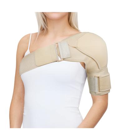 POAGL Shoulder Brace for Women Both Left and Right Arm | Pain Relief Torn Rotator Cuff Compression Support Sleeve Dislocation Stability Immobilizer Stabilizer Bursitis Injury (Beige  Medium)