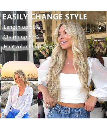 ALXNAN Clip in Long Wavy Synthetic Hair Extension 20 Inch Beach Blonde - 4PCS Double Weft Hairpieces for Women - Buy Online on GoSupps.com