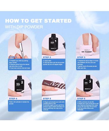 Dip Powder Nail Kit Starter - 4 Colors Stay Navy Blue Dipping Powder Set | DIY Nail Dip Art Kit with Base Activator Top Coat & Brush Saver - Buy Online on GoSupps.com