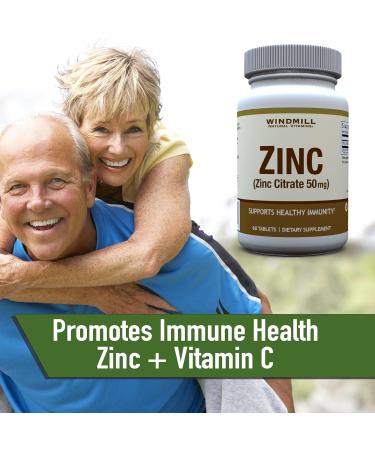 Windmill Zinc Citrate 50mg Immune Support Dietary Supplement 60 Count - Multi - Buy Online on GoSupps.com