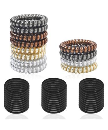 Set of 42 Spiral Hair Ties and Elastic Thick Tie SourceTon Coil Hair Ties Phone Cord Hair Ties and 4MM Hair Braided Elastic Tie for Women
