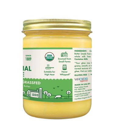 Pure Indian Foods Organic Grassfed Original Ghee 14 oz - Pasture Raised, Gluten-Free, Non-GMO, Paleo & Keto-Friendly Cooking Fat - Clarified Butter (16 fl oz) - Buy Online on GoSupps.com