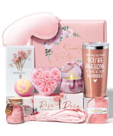 Birthday Gifts for Women Friendship Rose Relaxing Spa Gifts Basket for Women Self Care Gifts Thank You Gifts Set Mothers Day Gifts for Mom Sister Her Best Friend Nurse Teacher Appreciation Graduation