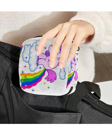 Stylish Menstruation Pad Bag with Zipper | Women's Napkin & Tampon Collection Bag - Smiling Unicorn Design - Buy Online on GoSupps.com