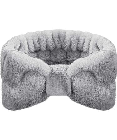 Spa headband loop hair ligaments makeup front lacquer coral fleece hair bands elastic bathroom shower head wrap for women girls face washing shower sport skin care gray - Buy Online on GoSupps.com