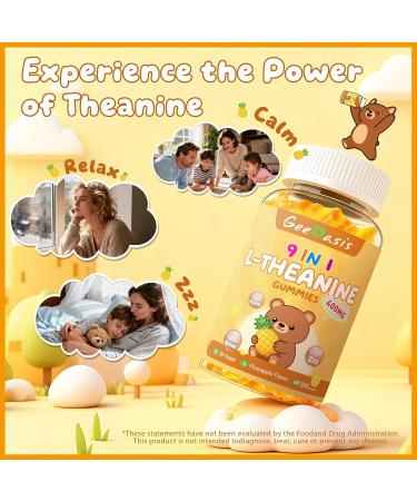 Geeoasis L-theanine 400mg Gummies l theanine Supplement for Kids & Adults 9 in 1 High Absorption Theanine Complex for Stress & Focus Support Pineapple Flavor 60 Count - Buy Online on GoSupps.com
