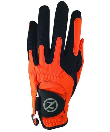 Zero Friction Men's Compression-Fit Synthetic Golf Glove, Universal Fit One Size Left Individual Orange