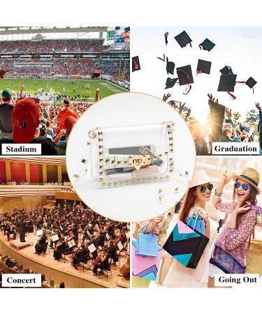 Clear Crossbody Bag Stadium Approved - COROMAY Fashion Rivet Decor - Gold Clear Purse for Women - Buy Online on GoSupps.com