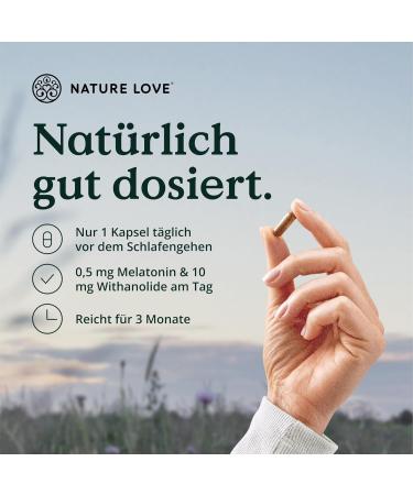 Nature Love Night - 90 Capsules with Natural Melatonin Ashwagandha & Valerian - Sleep Aid Made in Germany - Buy Online on GoSupps.com