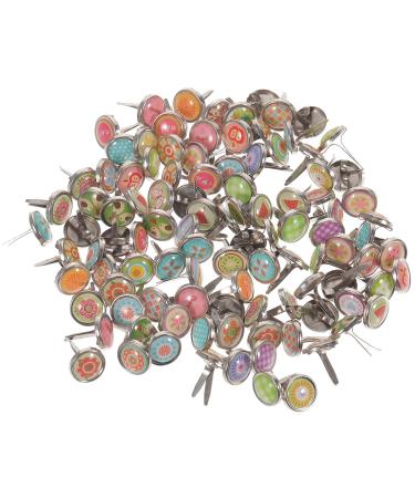 Amosfun 100pcs Mini Brads Metal Scrapbooking brads Paper Fasteners for DIY Crafts 9mm