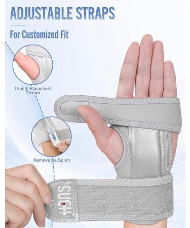 Sueh Design Adjustable Wrist Splint for Tendon Inflammation & Arthritis Relief - Gray Left Hand Bandage - Buy Online on GoSupps.com