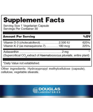 Douglas Laboratories K2-D3 with Astaxanthin | Antioxidant Support for Bones, Immune Function, and Vascular Health | 30 Capsules - Buy Online on GoSupps.com