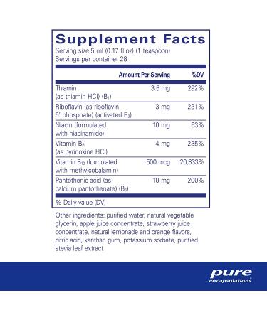 Pure Encapsulations B-Complex Liquid | Energy & Nervous System Support | 4.73 fl. oz - Buy Online on GoSupps.com