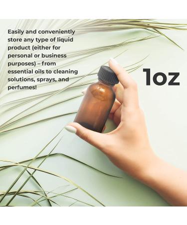 Amber Glass Bottles 1 Oz (30 ml) - Pack of 12 Refillable Bottles with Black Cap by Onisavings - Buy Online on GoSupps.com