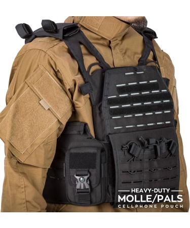 WYNEX Tactical Compass Phone Pouch Large Molle Smartphone Holster Case Double Capacity Small Utility EDC Pouch with Compass Buckle and Carabiner Black - Buy Online on GoSupps.com