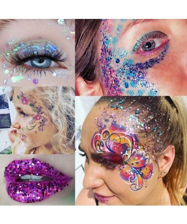 12 Color Chunky Nail Glitter for Face, Body, Eyes, Hair & Crafts - Cosmetic Sequins - Buy Online on GoSupps.com