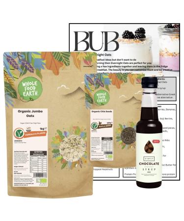 BUB Overnight Oats Bundle | High Protein Porridge Oats-Rolled Oats-Jumbo Oats Chia Seeds and Sugar Free Syrup: Chocolate Vanilla Pumpkin Spice Flavours | Recipe Card Included (Chocolate)