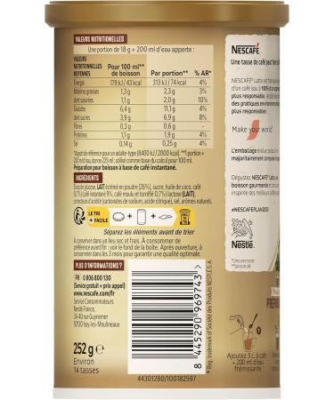 Nescaf Cappuccino Latte Instant Coffee 252g Box - Buy Online on GoSupps.com