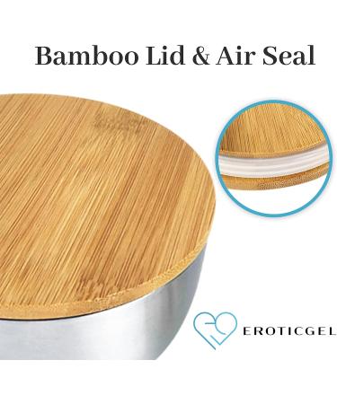 Nuru Massage Gel Shaker Bowl - 500ml Stainless Steel with Bamboo Lid & Air Seal | Easy to Clean | Perfect for Nuru Massage - Buy Online on GoSupps.com
