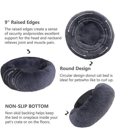 Calming Anti-Anxiety Dog Bed for Small to Large Dogs | Machine Washable Cozy Pet Round Bed | Fits 10-100 lbs | Dark Grey - Buy Online on GoSupps.com