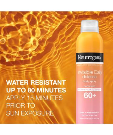 Neutrogena Invisible Daily Defense Body Sunscreen Spray | Broad Spectrum SPF 60+ | Oxybenzone-Free & Water-Resistant | 5 oz - Protect Against Sun & Environmental Aggressors - Buy Online on GoSupps.com