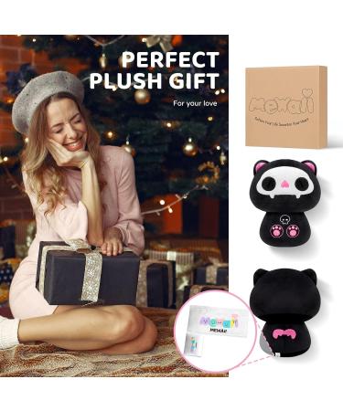 Mewaii Black Bone Cat 14'' Soft Skeleton Mushroom Stuffed Animal Plush Pillow Toy - Buy Online on GoSupps.com