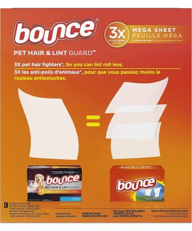 Bounce Pet Hair and Lint Guard Mega Dryer Sheets - 130 Count, Fresh Scent - 3X Pet Hair Fighters - Buy Online on GoSupps.com