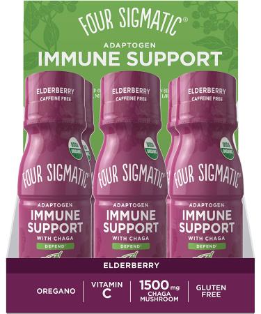 Four Sigmatic Adaptogen Immune Support - Chaga & Elderberry - 6 Bottles (2.5 fl oz Each) | Boost Your Immunity - Buy Online on GoSupps.com