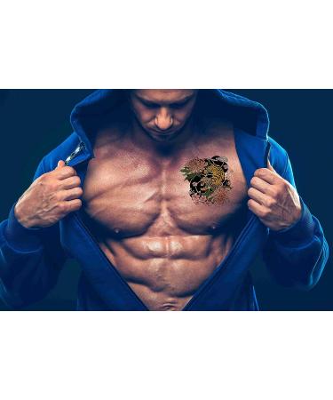 Japanese Tiger and Traditional Peony Temporary Tattoos - 6 Sheets, Fake Tattoos for Men and Women - Neck, Arm, Chest - 3.7 x 3.7 Inch - Buy Online on GoSupps.com
