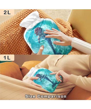 Buy Naanle Watercolor Dolphin Hot Water Bottle - 2L Transparent Large Heat & Cold Therapy Bottle for Pain Relief | Ideal for Bed Hands & Feet - Buy Online on GoSupps.com
