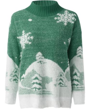 Shop Women's Christmas Snowflake Reindeer Sweater - Long Sleeve Knitwear Heart Animal Print Striped Design - XL & K Sizes Available - Buy Online on GoSupps.com