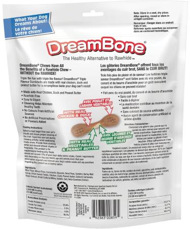 DreamBone Triple Flavour Dumbbells Peanut Butter (Artificial Free) 10ct 10oz 280g - Buy Online on GoSupps.com