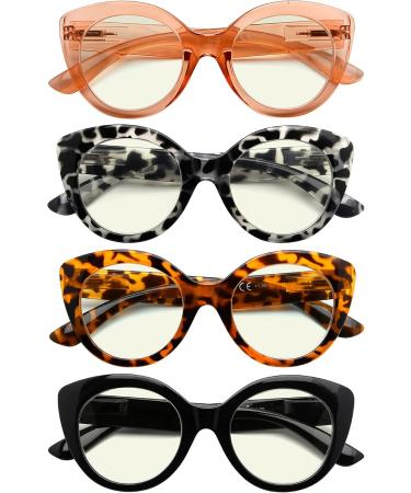 Eyekepper 4-Pack Fashion Reading Glasses | Blue Light Blocking Oversized Computer Glasses for Women | +2.0 Strength | Stylish & Comfortable - Buy Online on GoSupps.com