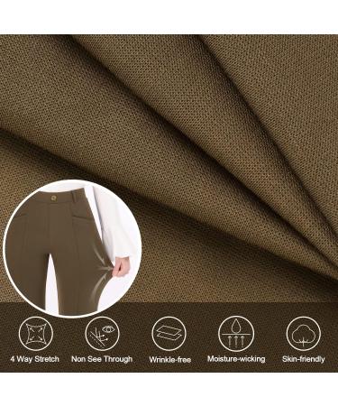 Puweer Brown Capri Pants for Women - Dressy Business Casual Flare Dress Pants with Pockets - Summer Workwear - Size Small - Buy Online on GoSupps.com