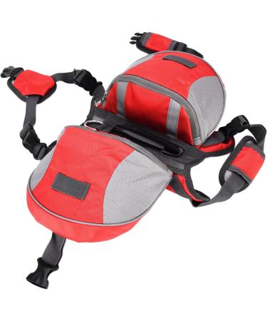 Dog Saddle Bag - Waterproof Reflective Hound Backpack for Small to Large Dogs (Red M) | Breathable Nylon - Buy Online on GoSupps.com