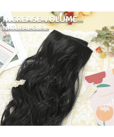 Flvaco Natural Black Hair Extensions 20 Inch - 6PCS Synthetic Clip Ins Double Weft Hairpieces for Women - Thick Wavy Hair Extensions (230G Black) - Buy Online on GoSupps.com