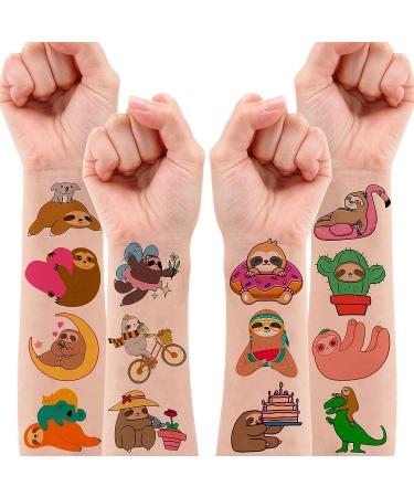 Sloth Temporary Tattoos - Birthday Party Supplies for Kids - 8 Sheets, 96 PCS - Cute Stickers for Girls and Boys - Class Rewards, Carnival, Christmas Decor - Buy Online on GoSupps.com