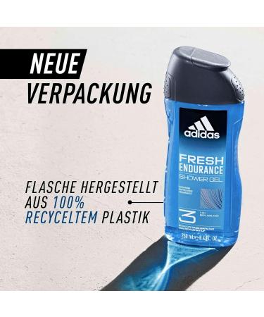  adidas adidas Fresh Endurance 3-in-1 Shower Gel - Stimulating Fragrance and Long-Lasting Freshness - 250ml - Buy Online on GoSupps.com