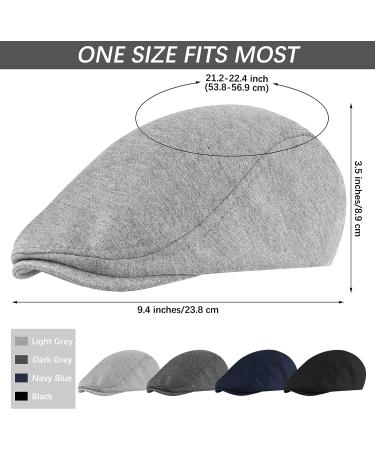 KUTTOR Men's Newsboy Cap Set - 4 Piece Soft Stretch Fit Cabbie Hunting Hats in Dark Grey, Light Grey, Navy Blue, Black - Buy Online on GoSupps.com