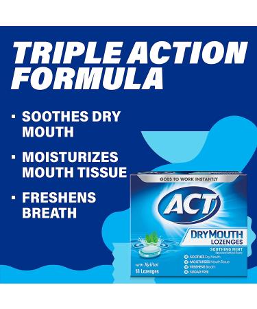 ACT Dry Mouth Lozenges with Xylitol - Soothing Mint, 18 Count (Pack of 6) - Buy Online on GoSupps.com