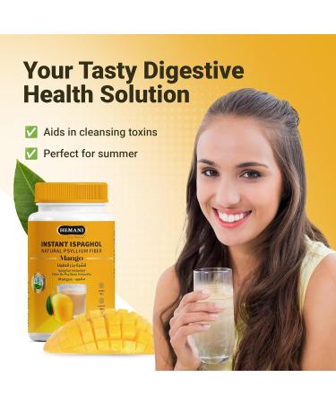 Hemani Instant Psyllium Husk Ispaghol 100g | Mango Flavored On-The-Go Fiber Supplement | Supports Digestive Health | Add to Water for a Refreshing Drink - Buy Online on GoSupps.com
