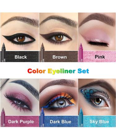 Glitter Eyeliner Pen Set - 12 Colored Waterproof Eye Liners for Women - Long-Lasting Professional Makeup - Colorful Set 02 - Buy Online on GoSupps.com