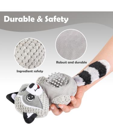 Wookiwuki Dog Toys for Small & Medium Breeds - Cute Raccoon Shape Soft Squeaker & Crinkle Tail - Fun Puzzle Toys for Puppies - Buy Online on GoSupps.com
